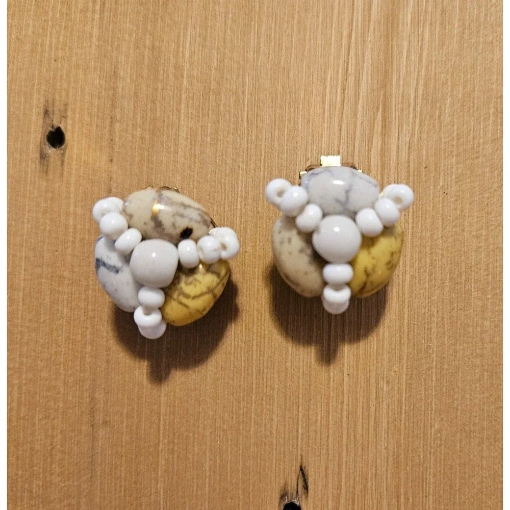 Vintage Beaded Clip On Earrings Statement Fashion Jewelry